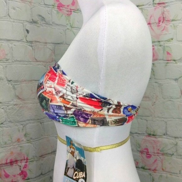 Nicolita Cuban Stamp Strapless Swimsuit Top - Picture 2 of 4